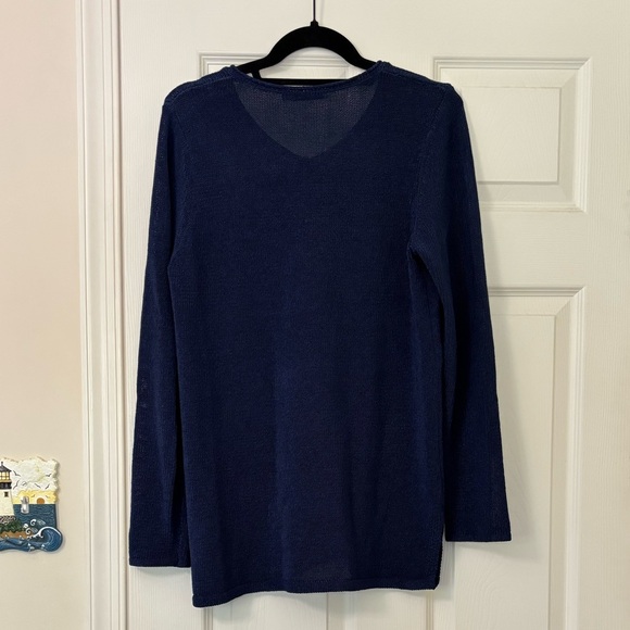 J. McLaughlin Callum V Neck Sweater Havana Knit Cotton Blend - Picture 2 of 7